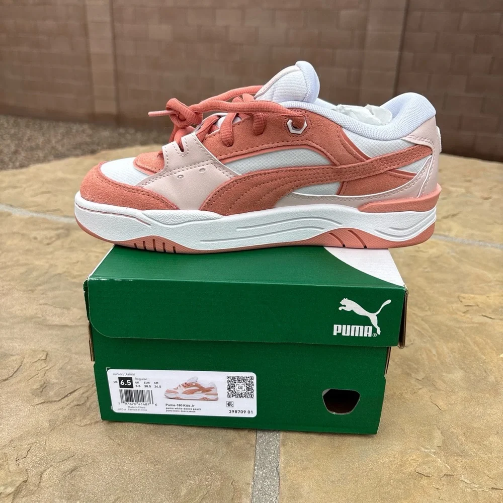 NWB Puma Kids in Coral and White. Size 6.5y which fits women’s size 8. - Picture 3 of 3